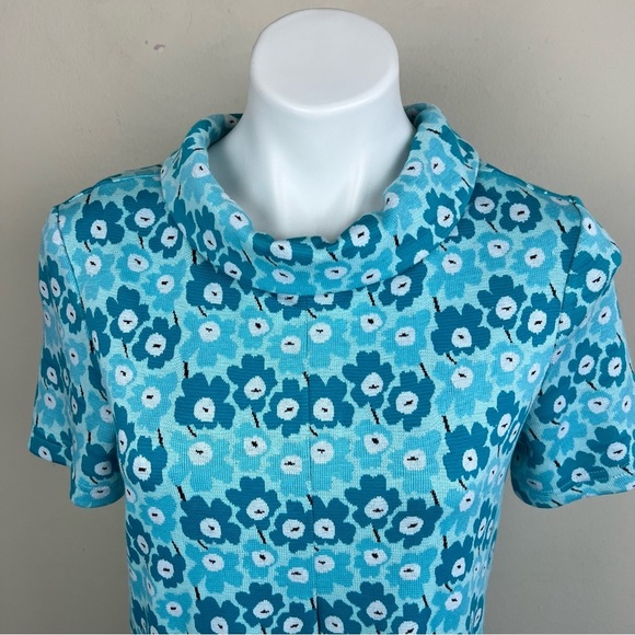 Tyler Boe Kristen Jacquard Dress Multi Floral Aqua Blue S Women’s Short Sleeve - Picture 5 of 8
